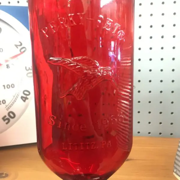 Red Glass Bottle 'Perky Pet' Hummingbird Feeder - For the Birds - Image 2