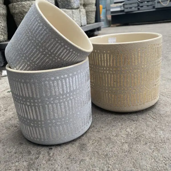 Metallic Lines Textured Pot (Ceramic) - Small Pots