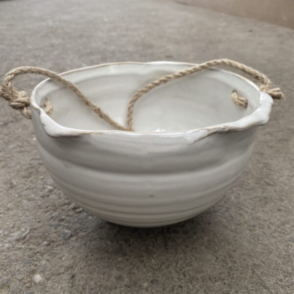 White Lipped Bowl Hanging Pot (Ceramic) - Small Pots