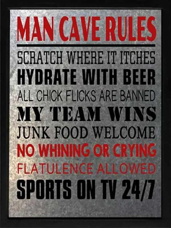 Man Cave Rules Sign (Metal)