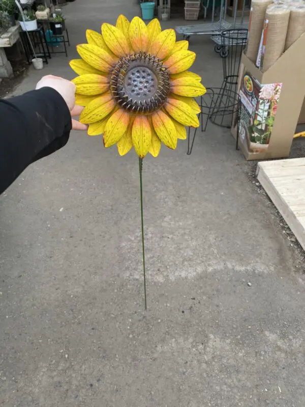 Yellow Metal Sunflower Garden Stake - Image 2
