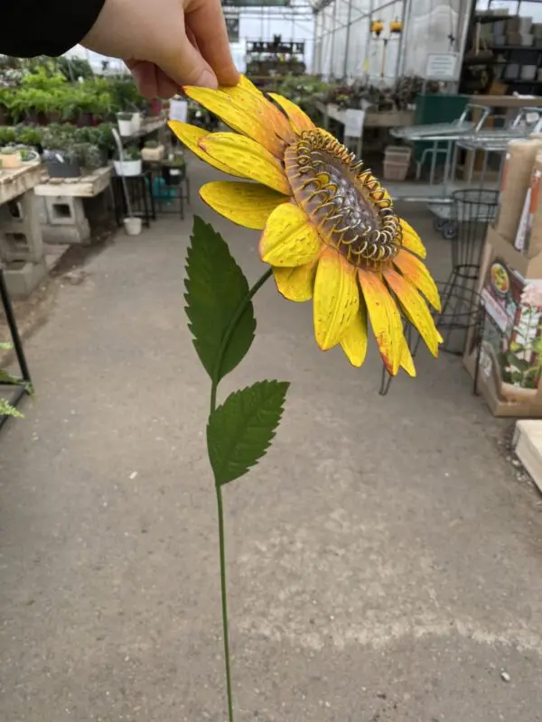 Yellow Metal Sunflower Garden Stake - Image 3