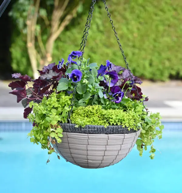 Gray Poly Weave Reuseable Hanging Basket - 14"