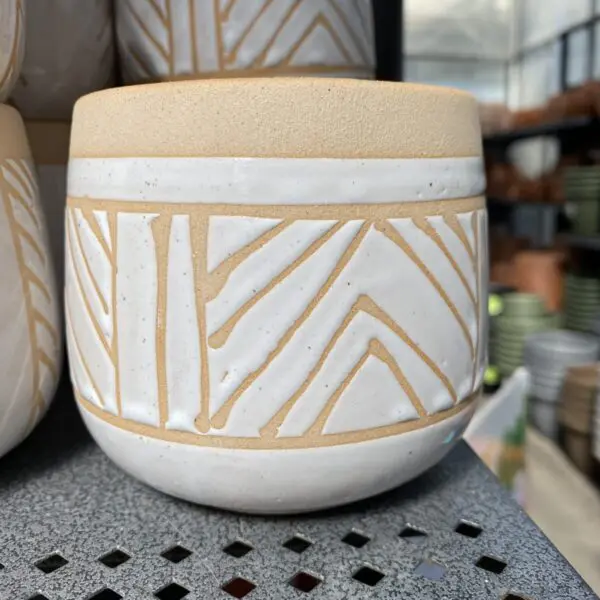 Tribal Pattern Ceramic Pots - Glazed Ceramic - Image 3