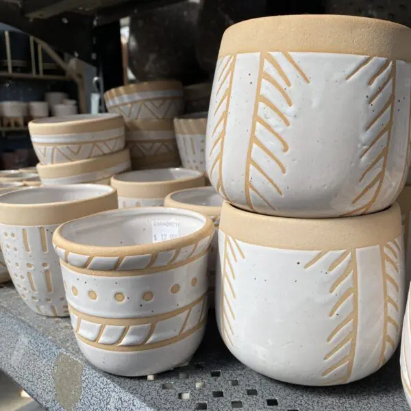 Tribal Pattern Ceramic Pots - Glazed Ceramic