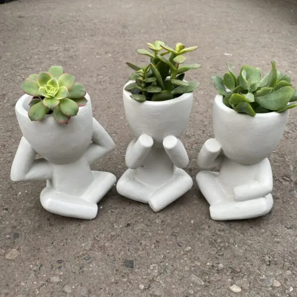 Hear No Evil, See No Evil, Speak No Evil Concrete Pots
