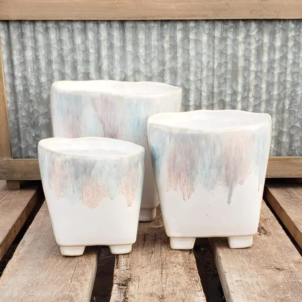Water Colour Paint Drip Ceramic Planters in 3 sizes
