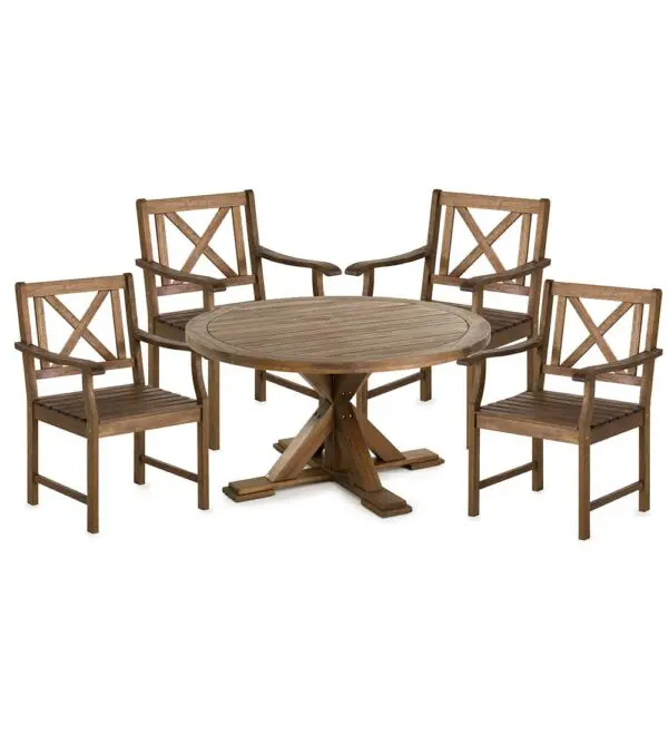 Claremont 5pc Eucalyptus Round Outdoor Dining Set - Image 2