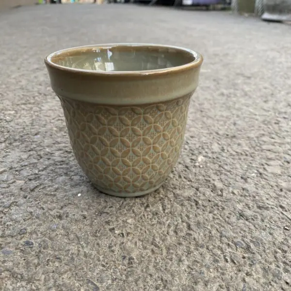 Glazed Old-Fashioned Flower-Stamp Pot
