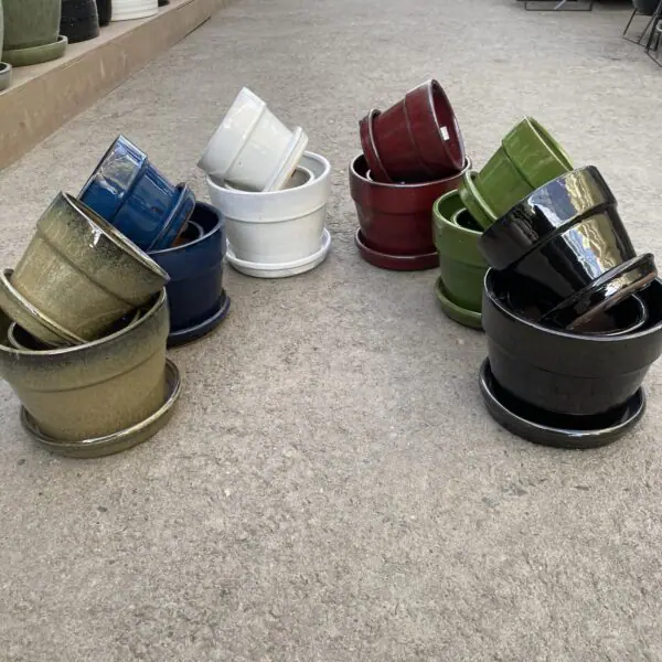 Ceramic Colourful Rimmed Pots