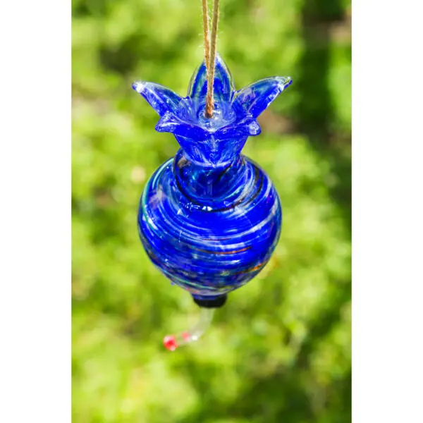Hanging Art Glass Hummingbird Feeder with - Image 2