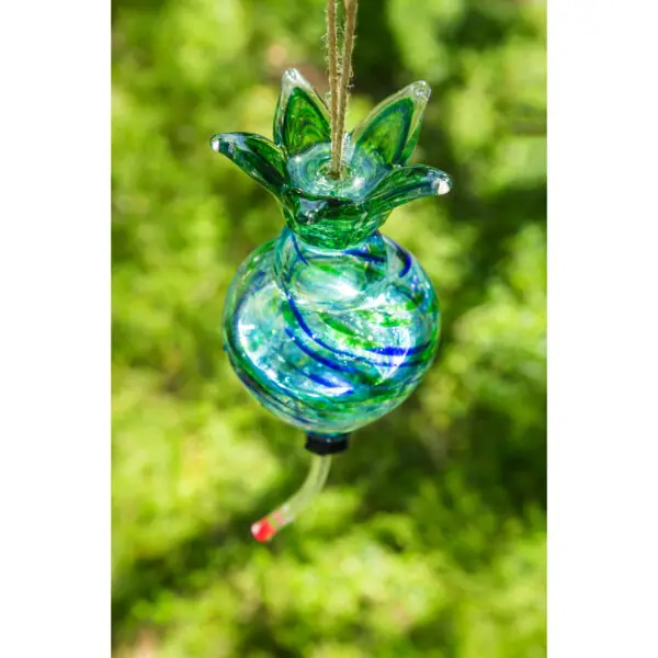 Hanging Art Glass Hummingbird Feeder with - Image 4