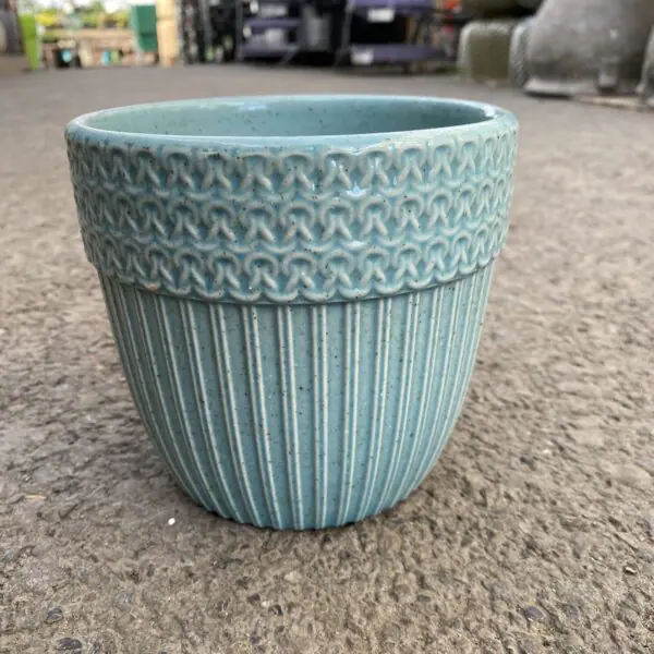 Teal Glazed Basket Pot