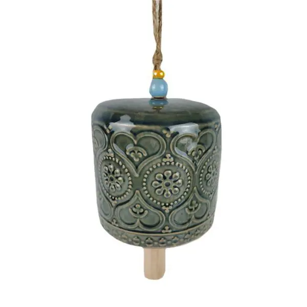 Teal Embossed Tibetan Bell