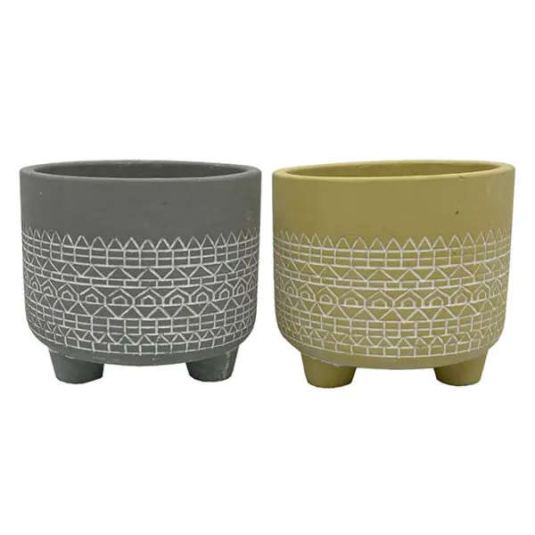Terrazzo Cement Footed Planter