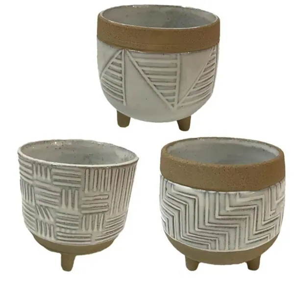 Glazed Clay Footed Planter