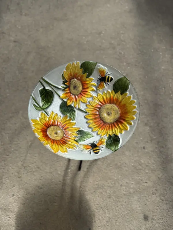 Honey Bee Glass Bird Bath - Garden Decor
