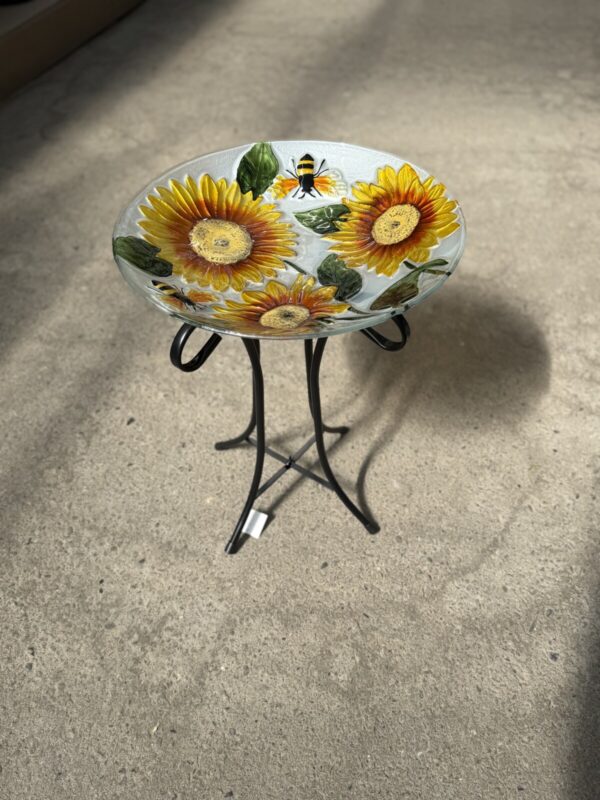 Honey Bee Glass Bird Bath - Garden Decor - Image 2