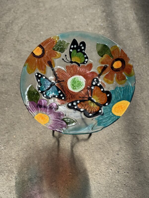 Butterfly Glass Bird Bath - Garden Decor