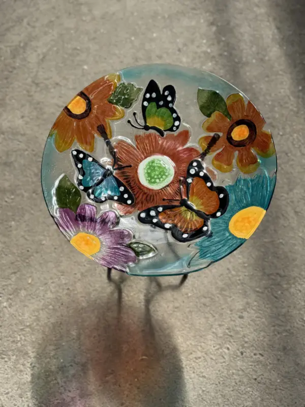 Butterfly Glass Bird Bath - Garden Decor